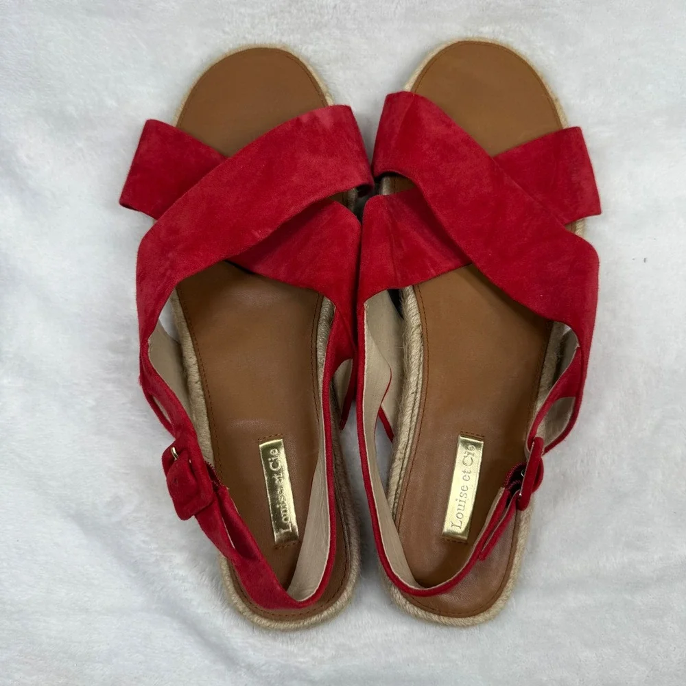 Louise et Cie Isamari‎ Red Suede Espadrille Slingback Sandals 11M LO-ISAMARI-R